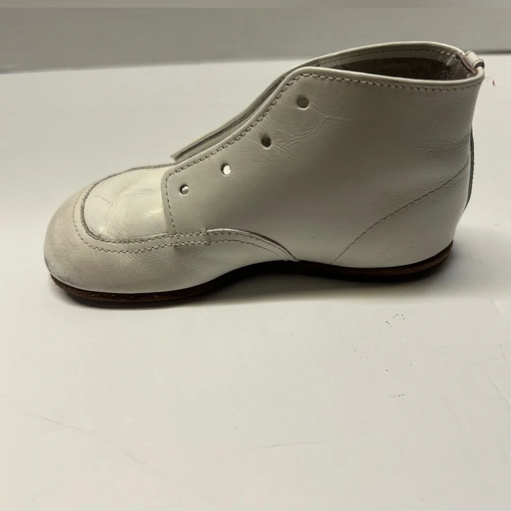 Vintage Buster‎ Brown Baby Shoes Size 5 White Leather High Top Lace up